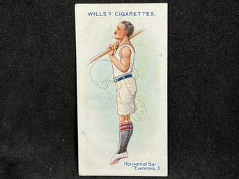 1914 WILLS'S CIGARETTES PHYSICAL CULTURE HORIZONAL BAR EXERCISES CARD 37