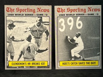 (2) 197O TOPPS THE SPORTNING NEWS WORLD SERIES CARDS