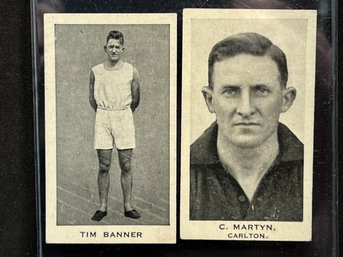 1932 GODFREY PHILLIPS VICTORIAN LEAGUE & ASSOCIATION FOOTBALLERS C MARTYN & AUSTRALIAN SPORTING CELEBS T BANNE