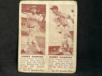 1941 DOUBLE PLAY HARRY DANNING & HARRY GUMBERT