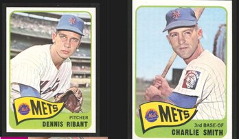 (2) 1965 TOPPS METS DENNIS RIBANT & CHARLIE SMITH