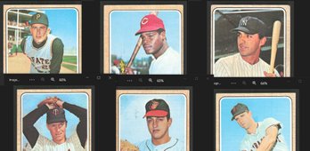 6-CARD 1968 TOPP- LEE MAY ROOKIE CUP, JOE PEPITONE, KEN HENDERSON, STEVE BLASS, DAVE BOSWELL, WALLY BUNKER,