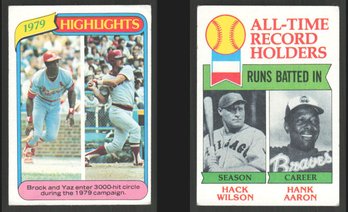 1979 Topps Hank Aaron-hack Wilson & 1980 Tops Brock And Yaz