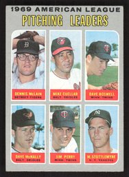 1970 TOPPS AL PITCHING LEADERS W/ DENNY MCLAIN, JIM PERRY, DAVE BOSWELL