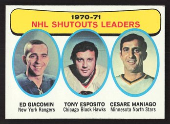 1971 TOPPS NHL SHUTOUT LEADERS TONY ESPOSITO