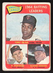 1965 TOPPS BATTING LEADERS TONY OLIVA-BROOKS ROBINSON-ELSTON HOWARD