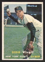 1957 TOPPS OSSIE VIRGIL -HIGH NUMBER - FIRST BLACK PLAYER FOR TIGERS