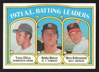 1972 TOPP AL BATTING LEADERS: TONY OLIVA-BOBBY MURCER-MERV RETTENMUND