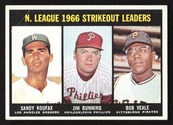 1967 TOPPS STRIKEOUT LEADERS SANDY KOUFAX/BUNNING/VEALE