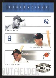 2005 DONRUSS THROWBACK THREADS BABE RUTH/TED WILLIAMS/WILLIE MAYS