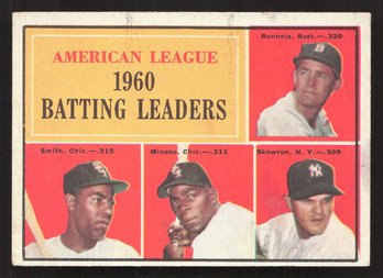 1961 TOPPS AL BATTING LEADERS- MINNIE MINOSO, MOOSE SKOWRON - RUNNELLS