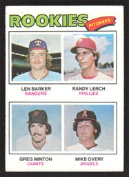 1977 TOPPS ROOKIES PITCHERS LEN BARKER, RANDY LERCH, MIKE OVERY, GREG MINTON