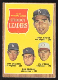 1962 TOPPS NL STRIKEOUT LEADERS SANDY KOUFAX-DON DRYSDALE-JIM O'TOOLE-STAN WILLIAMS