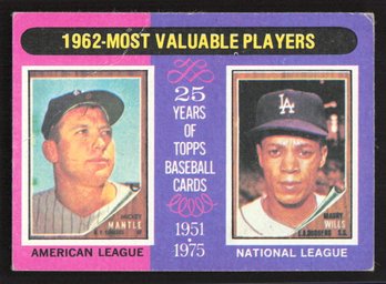 1975 TOPPS MVP '62 MICKEY MANTLE/MAURY WILLS