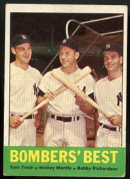 1963 TOPPS BOMBERS' BEST - MICKEY MANTLE-TOM TRESH-BOBBY RICHARDSON SPORTS CARDS