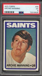 1972 TOPPS ARCHIE MANNING ROOKIE CARD PSA 5!!!