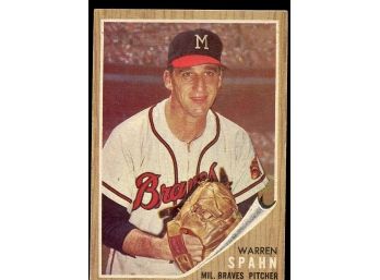 1962 TOPPS WARRENN SPAHN - HALL OF FAMER - CLEAN    SPORTS CARDS