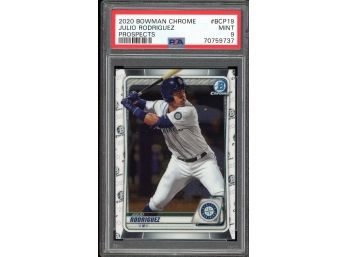 2020 BOWMAN CHROME JULIO RODRIGUEZ PROSPECTS PSA 9!!!              SPORTS CARDS