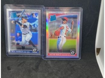 2018 OPTIC RATED ROOKIE CLINT FRAZIER NICKNAME PARALLEL AND RATED ROOKIE VICTOR ROBLES PRIZM