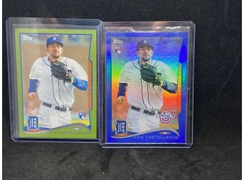 2014 TOPPS GREEN AND BLUE PARALELLS NICK CASTELLANOS ROOKIE CARD