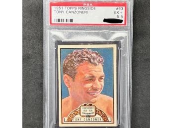 1951 TOPPS RINGSIDE TONY CANZONERI PSA 5.5!! 2-DIVISION WORLD CHAMP!