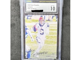 2020 PANINI CHRONICLES LUMINANCE JOE BURROW RC SGC 10