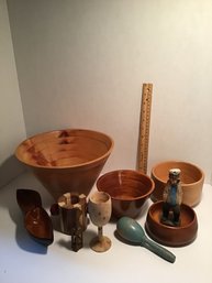 Vintage Wooden Ware Lot, Carved Sailor