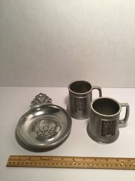 Pewter Lot, Childrens Alphabet Mugs, US Senate Dish