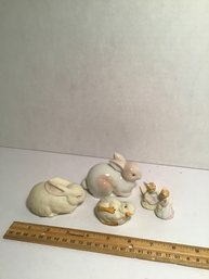 Porcelain Figure Grouping, Rabbits, Chick