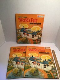 3 Large NY Worlds Fair Souvenir Coloring Books, New Old Stock, Unused