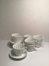 Fine Porcelain Cups And Saucers, Delicate, Unmarked