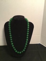 Green Natural Stone Bead Necklace, Jade