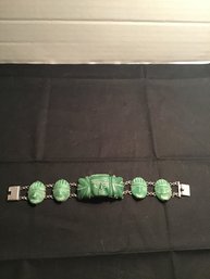 Impressive Sterling And Jade Bracelet