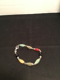 Beautiful Sterling And Jade Bracelet