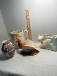 Vintage Pottery Lot, Planters, Vase, Halls Pitcher, NO SHIPPING