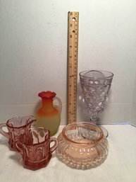 Vintage Colored Glass Lot, Depression Glass, Etc