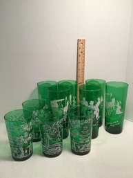 Mid Century Green Barware Glasses, NO SHIPPING