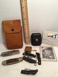 Vintage Pocket Knives, Space Collectibles, Leather Zippo Belt Case, Etc.