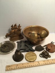 Vintage Metals Lot, Brass, Advertising, Doorstop (single Bookend)