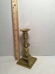 Antique Brass Push Up Candlestick With Museum Number On Bottom