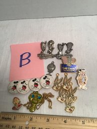 Vintage SMALLS LOT B, Pins, Pendants, Bugs Bunny, Flintstones, Beavis And Butthead, Etc