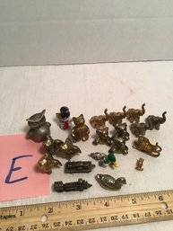 Vintage Smalls Lot E, Miniature Metal Figures, Brass, Pewter, Owls, Teddy Bears, Etc.