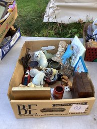 03, BOX LOT #03, Decorative, Figurines, Polar Bears, Onyx Bird, Etc.