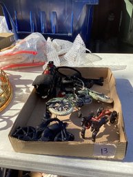 13, BOX LOT #13, Cast Iron, Motorcycles, Trains, Keys, Etc.