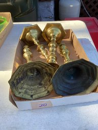 20, BOX LOT #20, Brass Candlesticks, 2 Pair.