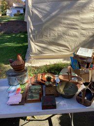 39, TABLE LOT #39, Wooden Ware, Brass, Flemish, Etc.