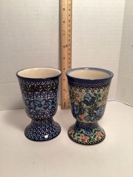 2 Unikat (Poland) Pottery Chalices, Cups