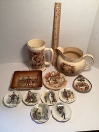 Antique Porcelain Dickens-Ware Lot, Newhall, Sandware, Etc