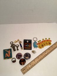 Vintage Small Sot, Pin Up Girl, Rock Bands (Kiss, Rolling Stones), Smokey The Bear, Etc.