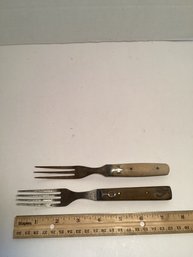 2 Antique Forks, One W/ Bone Handle